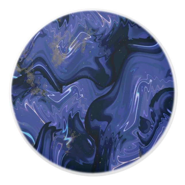 Bouton De Porte En Céramique Parties scintillant bleue Galaxy Swirl Abstrait Mo (Devant)