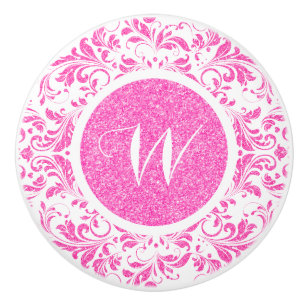 Bouton De Porte En Céramique Parties scintillant de dentelle rose chaud Texture