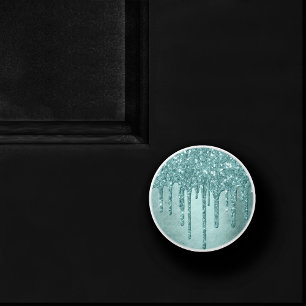 Bouton De Porte En Céramique Parties scintillant de la pointe de dérive Aqua