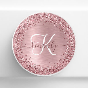Bouton De Porte En Céramique Parties scintillant en métal brossé rose pâle Nom 