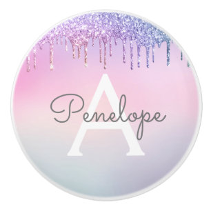 Bouton De Porte En Céramique Parties scintillant en verre arc-en-ciel avec Mono