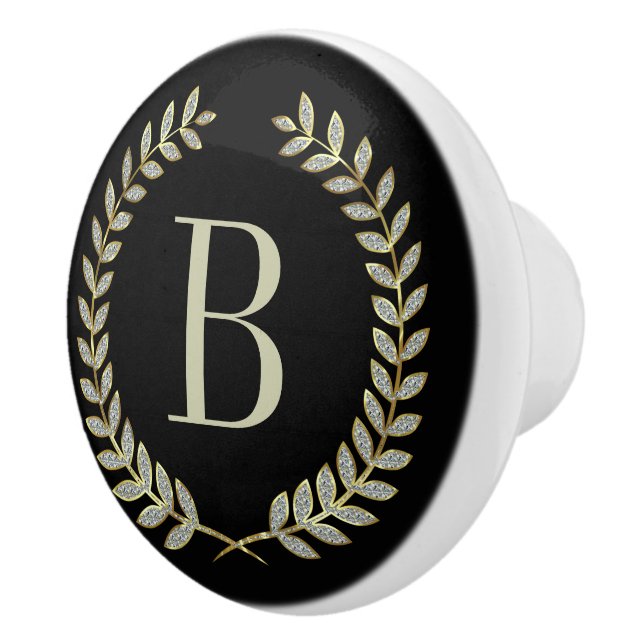 Bouton De Porte En Céramique Parties scintillant Noire Et Faux (Droite)