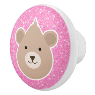 Bouton De Porte En Céramique Parties scintillant nounours