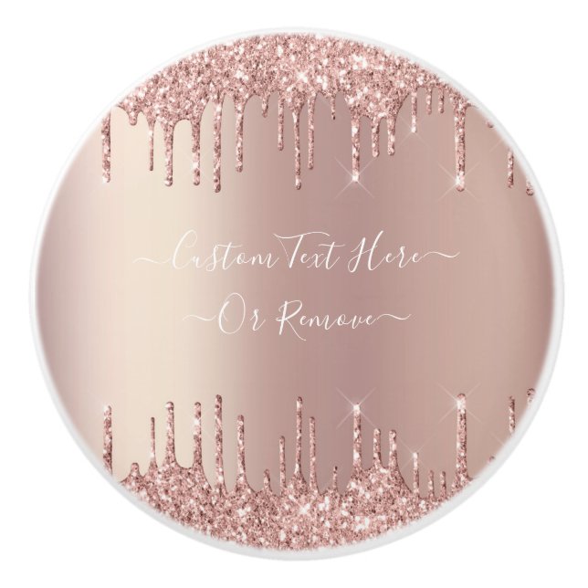 Bouton De Porte En Céramique Parties scintillant rose Gold Blush Éclats Texte p (Devant)