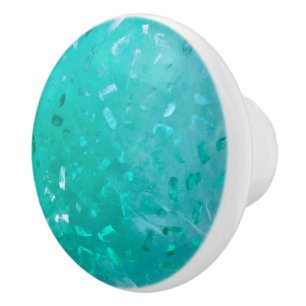 Bouton De Porte En Céramique Parties scintillant turquoise