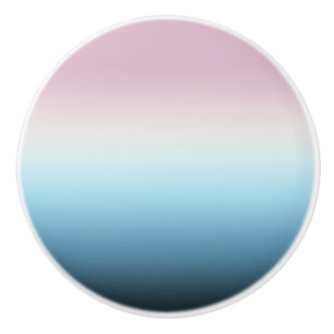 Bouton De Porte En Céramique Pastel rose et bleu Dégradé Indigo Rose Ombre