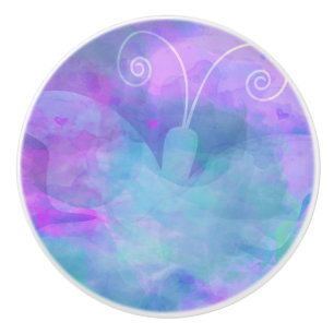 Bouton De Porte En Céramique Pastel Watercolor Butterfly Spring Chambre colorée