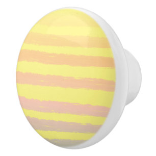 Bouton De Porte En Céramique Pastel Yellow Pink Purple Stripes 