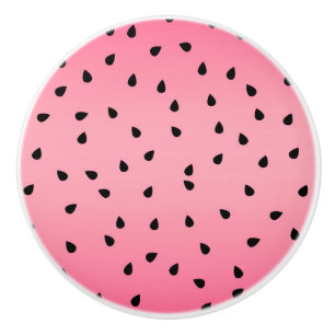 Bouton De Porte En Céramique Pastèque Graines Noires Vibes d'Été Rose Juteuse