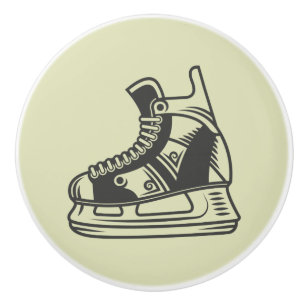 Bouton De Porte En Céramique Patinage de hockey vintage