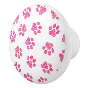 Bouton De Porte En Céramique Patrouilles De Doodle, Paws De Chien, Paws Roses