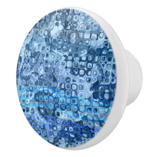 Bouton De Porte En Céramique Patters d'Ocean Blue Abstract