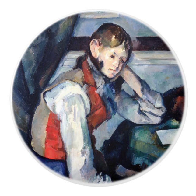 Bouton De Porte En Céramique Paul Cezanne - Garçon dans la veste rouge (Devant)