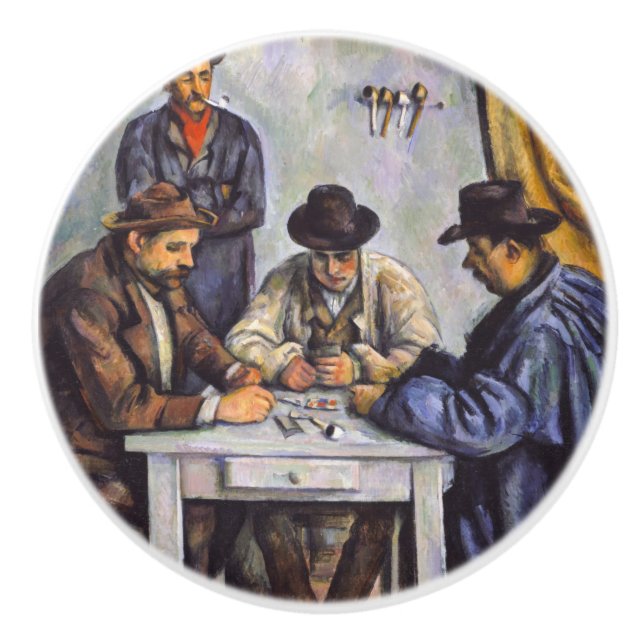 Bouton De Porte En Céramique Paul Cezanne - Les Joueurs De Cartes (Devant)