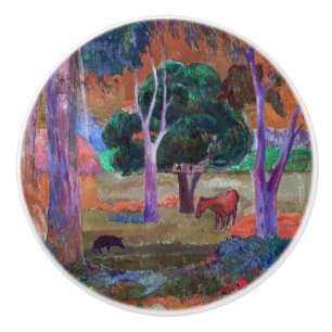 Bouton De Porte En Céramique Paul Gauguin - Paysage avec un cochon et un cheval