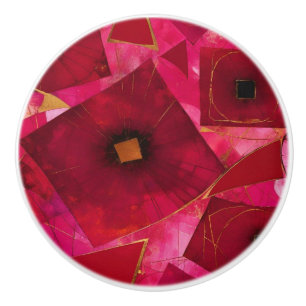 Bouton De Porte En Céramique Pavot rose rouge