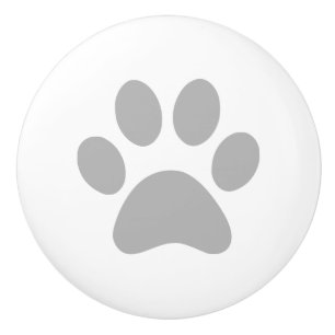 Bouton De Porte En Céramique Pawprint gris d'empreinte de patte