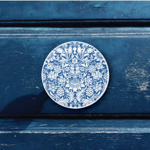 Bouton De Porte En Céramique Pays Bleu Raisins de tournesol William Morris