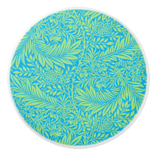Bouton De Porte En Céramique Pays Bleu Vert William Morris Motif feuille