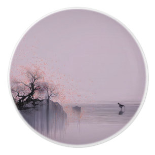 Bouton De Porte En Céramique Paysage zen minimaliste