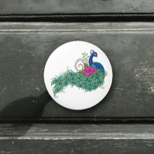 Bouton De Porte En Céramique Peacock Blue Lotus Fleur Henné