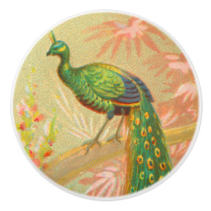 Bouton De Porte En Céramique Peacock vintage et peinture à fleurs