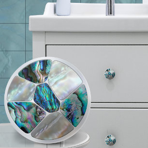 Bouton De Porte En Céramique Pearl et Abalone - Voronoi Cells Mosaic