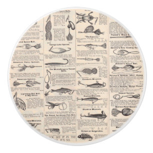 Bouton De Porte En Céramique Pêche leures Publicité Pêcheur Art
