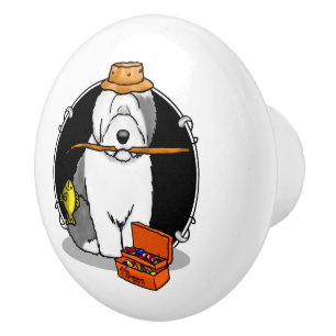 Bouton De Porte En Céramique Pêcher Vieux Chien à chiens anglais (Grey 1) Migno