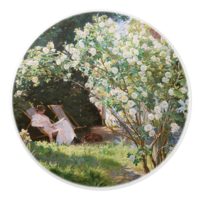 Bouton De Porte En Céramique Peder Severin Kroyer - Roses (Devant)