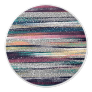 Bouton De Porte En Céramique Peinture à pinceau de Parties scintillant dorée 