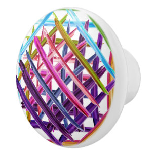 Bouton De Porte En Céramique Peinture Abstraite Peinture Colorée Brush Strokes 