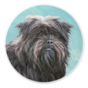Bouton De Porte En Céramique Peinture Affenpinscher - Joli art original chien