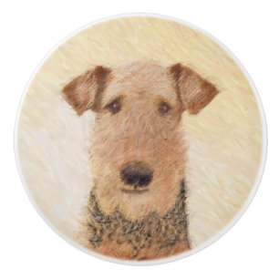 Bouton De Porte En Céramique Peinture Airedale Terrier - Cute Original Art