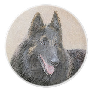 Bouton De Porte En Céramique Peinture belge Tervuren - Cute Original Chien Art