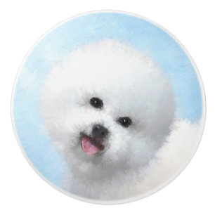 Bouton De Porte En Céramique Peinture Bichon Frise - Cute Original Chien Art