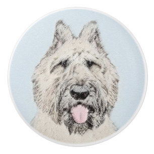 Bouton De Porte En Céramique Peinture de Bouvier des Flandres - Art original de