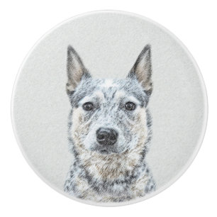 Bouton De Porte En Céramique Peinture de chien de bétail australien - Beau art