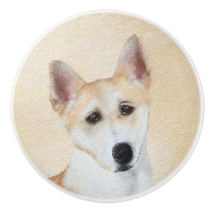 Bouton De Porte En Céramique Peinture de chien de Canaan - jolie art original d