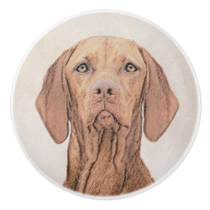 Bouton De Porte En Céramique Peinture de Vizsla - art original mignon de chien