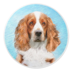Bouton De Porte En Céramique Peinture de Welsh Springer Spaniel - Art canin ori