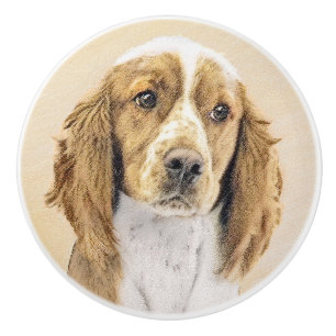 Bouton De Porte En Céramique Peinture de Welsh Springer Spaniel - Art canin ori