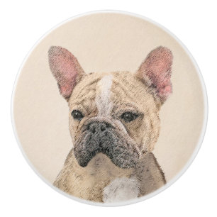Bouton De Porte En Céramique Peinture française de Bulldog (Sable) - Belle oeu