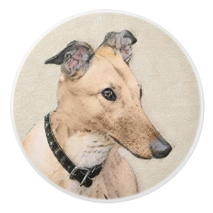 Bouton De Porte En Céramique Peinture Greyhound - Cute Original Chien Art