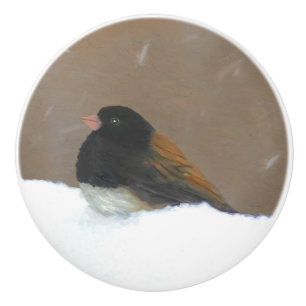 Bouton De Porte En Céramique Peinture Junco foncée - Art original pour oiseaux