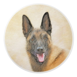 Bouton De Porte En Céramique Peinture Malinoise belge - Cute Original Chien Art