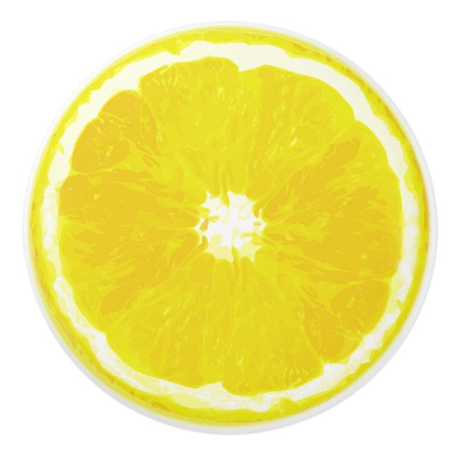 Bouton De Porte En Céramique Peinture numérique en tranches de citron (Devant)
