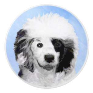 Bouton De Porte En Céramique Peinture Portugaise de Chien d'Eau - Art original
