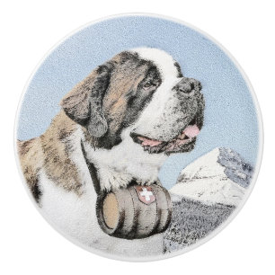 Bouton De Porte En Céramique Peinture Saint Bernard - Cute Original Chien Art