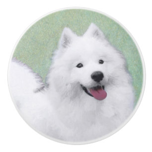 Bouton De Porte En Céramique Peinture Samoyed - Cute Original Chien Art